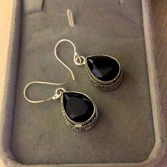 NEW beautiful Faceted Onyx Earrings - Picture 2 of 12